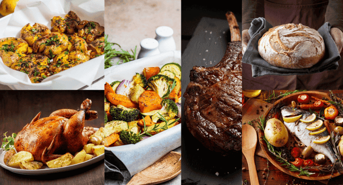 different plat cuit au four a pizza