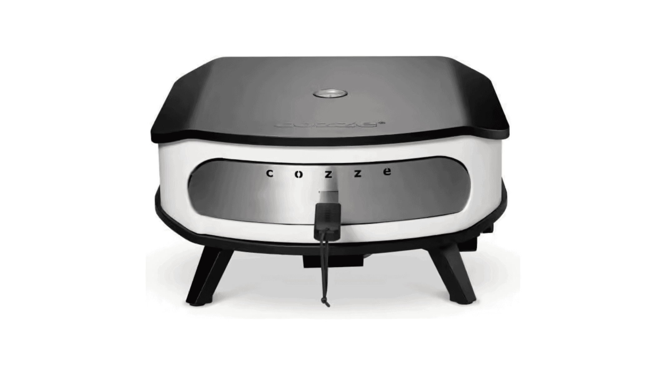 Cozze Premium Rotate – Four à pizza à pierre rotative (13" Électrique / 13" Gaz / 17" Gaz) 3 vue du coze pierre rotative sur fond blanc porte fermée