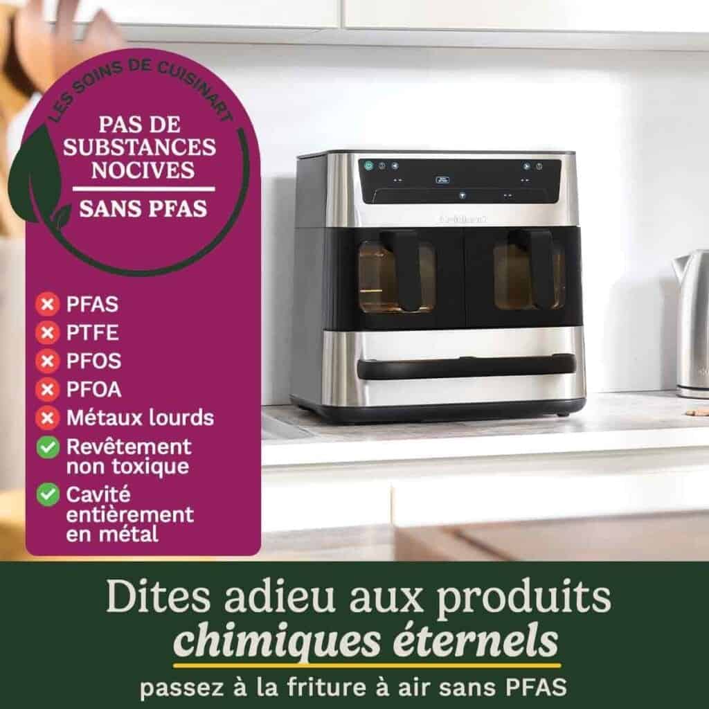 Zoom sur les paniers lavables au lave-vaisselle du Cuisinart Tri Zone Air Fryer, conçus pour un entretien rapide.