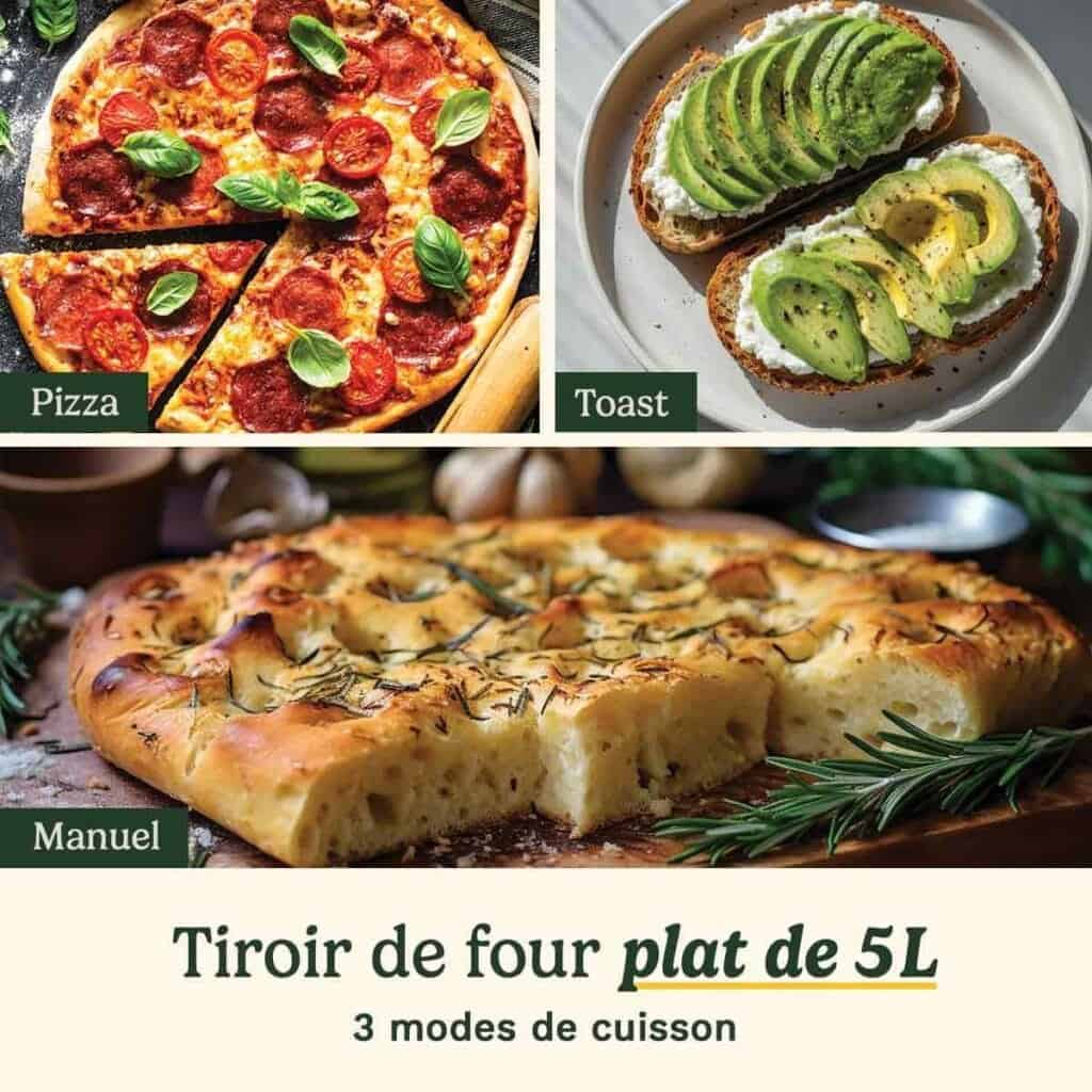 Exemple de repas complet cuit dans le Cuisinart Tri Zone Air Fryer : poulet, légumes et frites croustillantes.