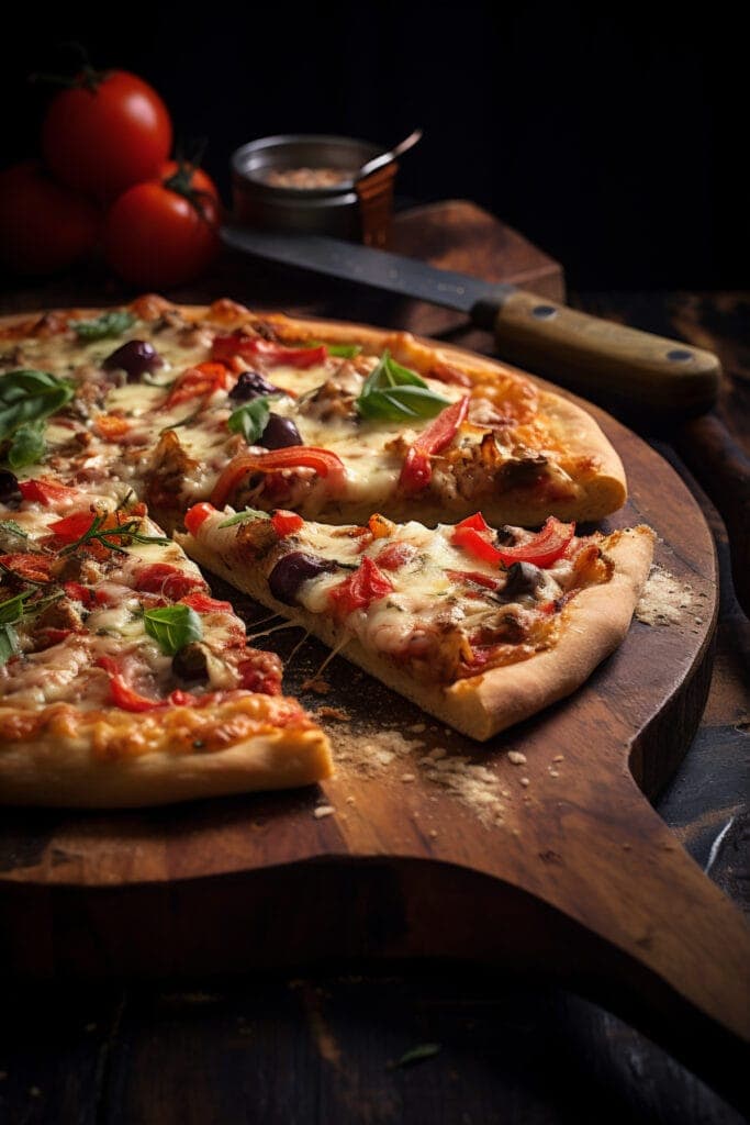 pizza orientale maison croustillante avec merguez, poivrons rouges et mozzarella fondante