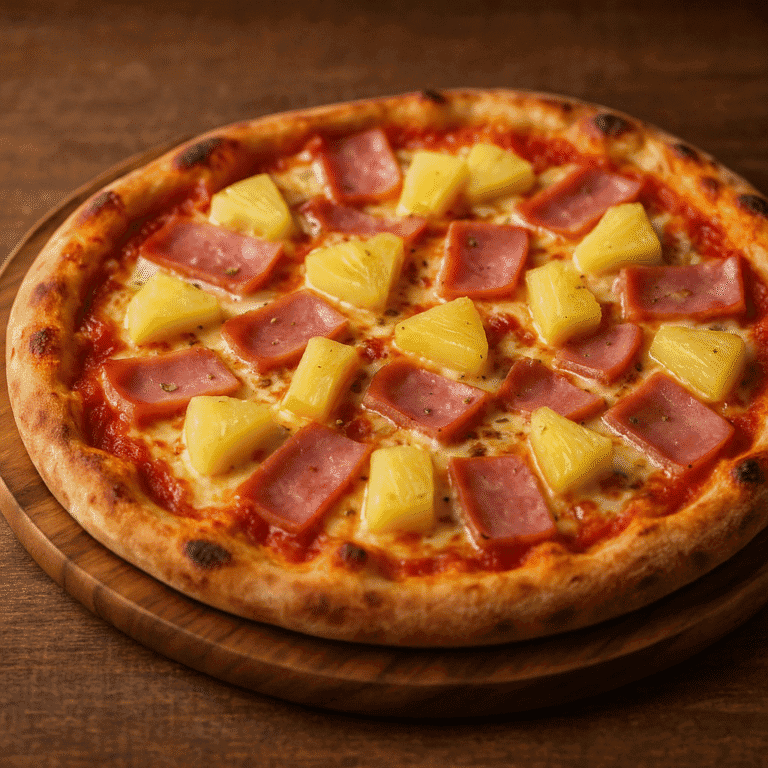 pizza hawaienne maison avec jambon et ananas sortie du four