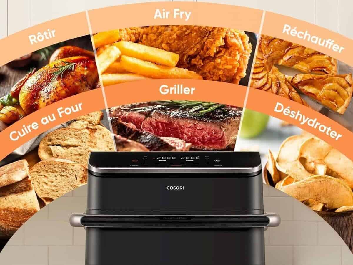 Friteuse à air COSORI 10L avec fonctions rôtir, frire à l’air, griller, réchauffer, déshydrater et cuisson au four