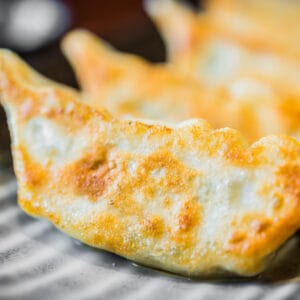 Chausson farci doré avec cuisson croustillante sur assiette sombre