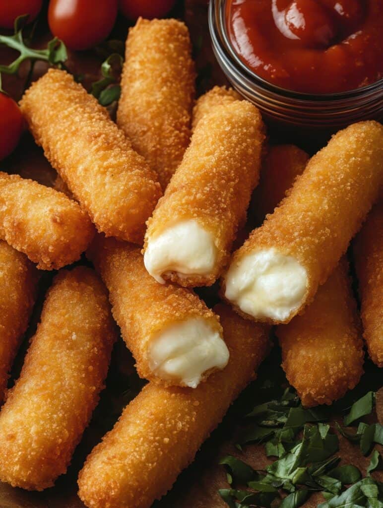 Mozzarella sticks Air Fryer : croustillants à l’extérieur, fondants à l’intérieur 8 Mozzarella sticks Air Fryer croustillants à l’extérieur et bien coulants à l’intérieur