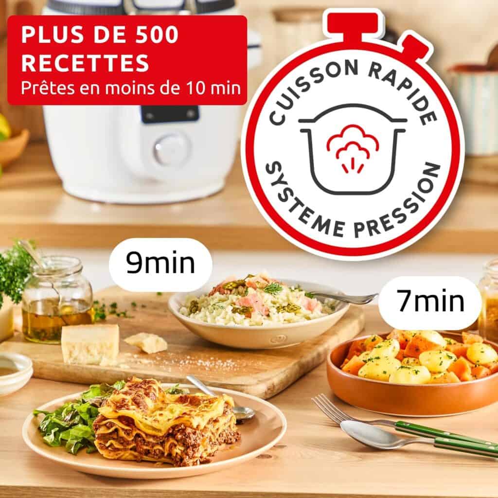 Plats cuisinés en quelques minutes grâce au système de cuisson rapide du Moulinex Cookeo Infinity Air fryer