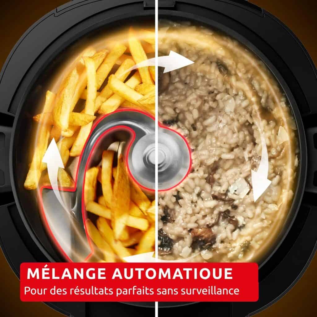 Système de mélange automatique du Moulinex Cookeo Infinity Air fryer pour une cuisson homogène