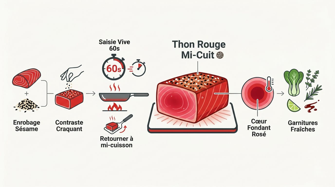 Thon rouge mi-cuit en croûte de sésame