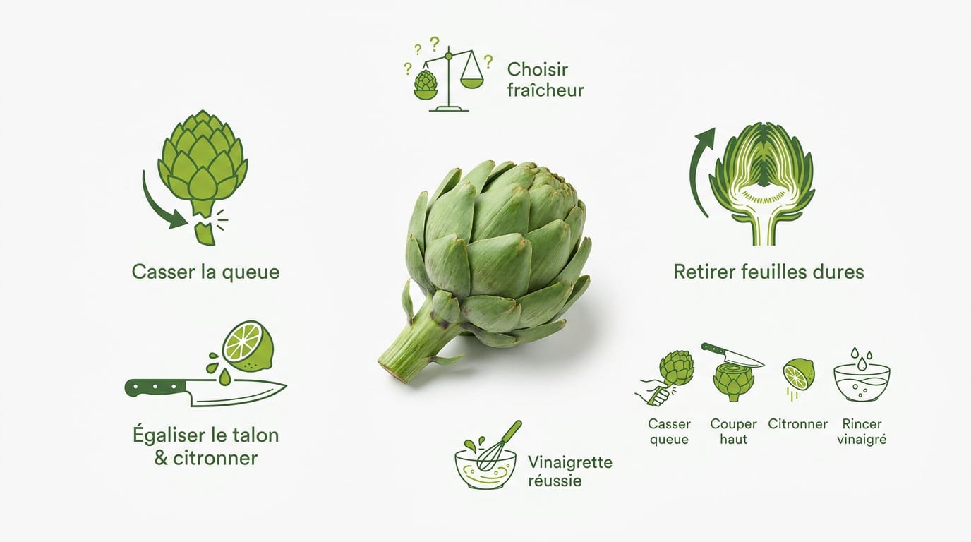 Comment réussir votre recette vinaigrette artichaut maison 1 Artichaut frais prêt à être préparé pour une dégustation en vinaigrette