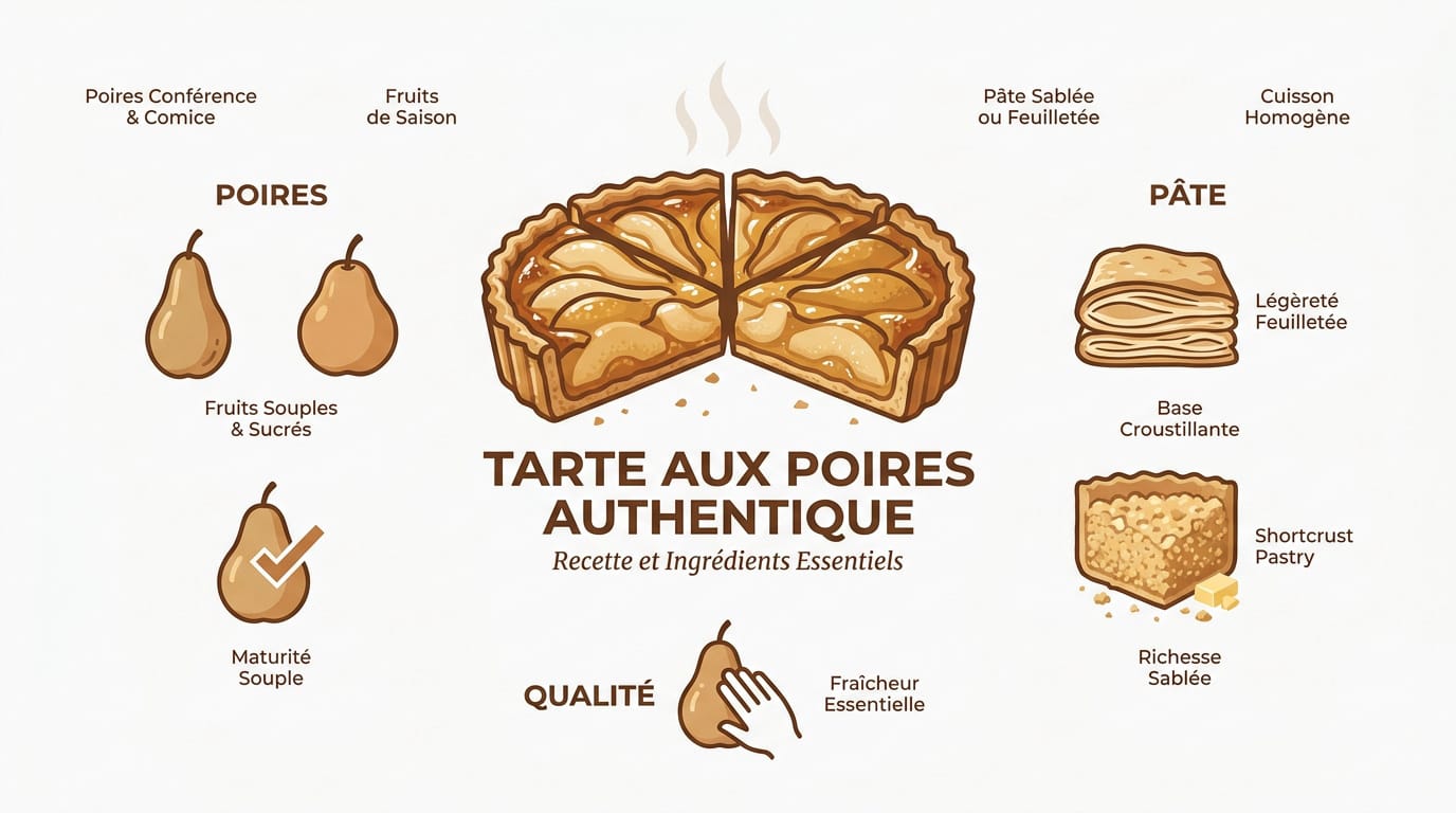 La tarte aux poires façon grand-mère : le secret du fondant 1 Ingrédients essentiels pour une tarte aux poires traditionnelle avec fruits frais et pâte maison