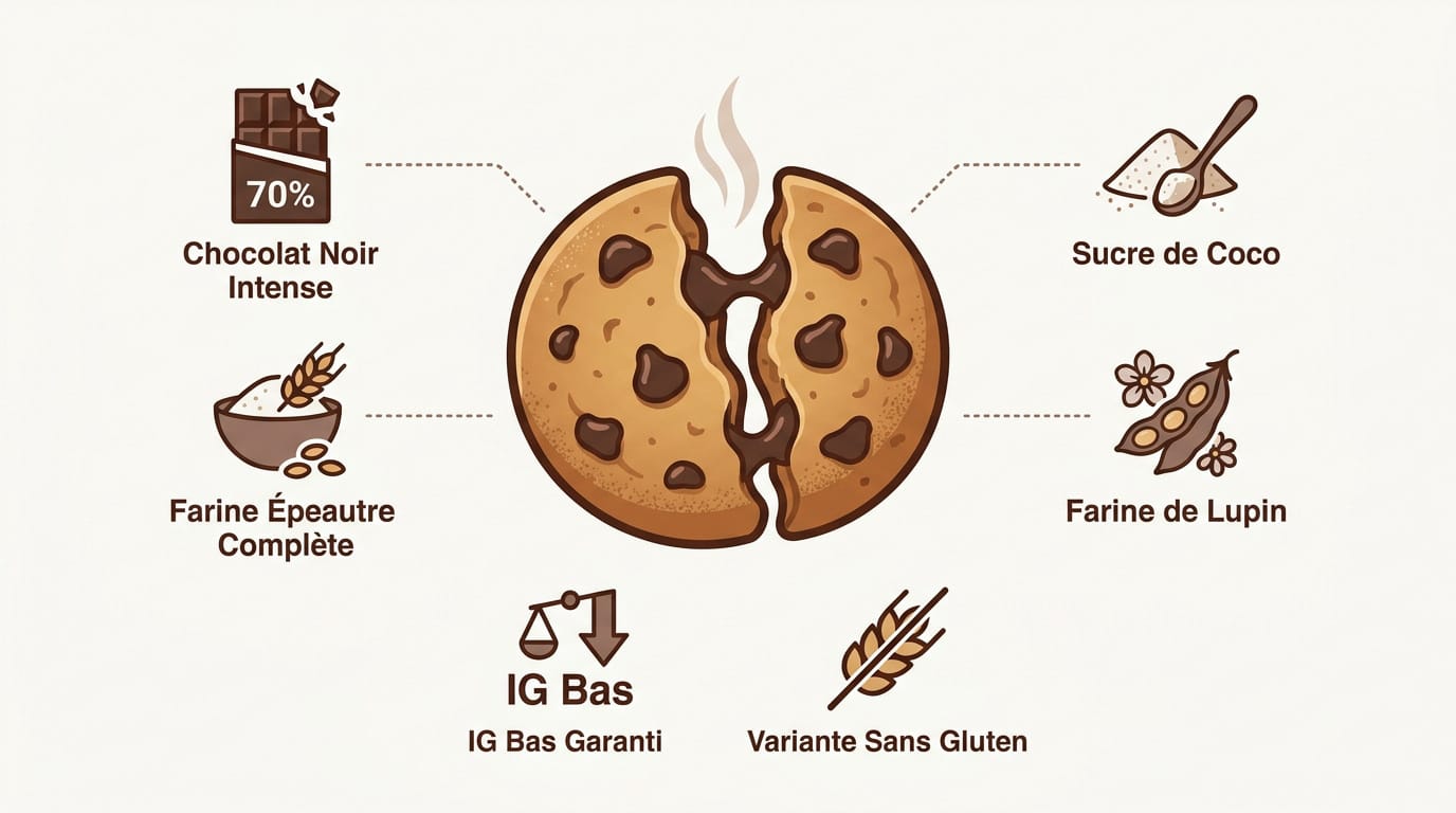 Recette facile de cookies maison à indice glycémique bas 1 Ingrédients sains pour cookies à indice glycémique bas avec pépites de chocolat